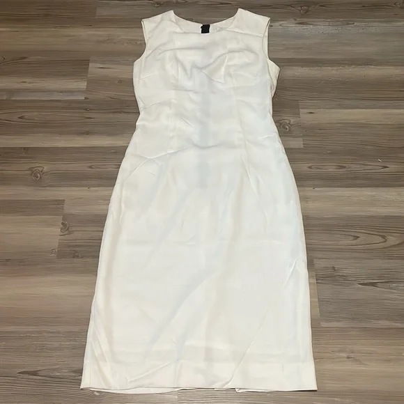 Milly sleeveless shift dress Cream Back zip Sz 4 Above knee Minimalist Designer - Picture 3 of 14